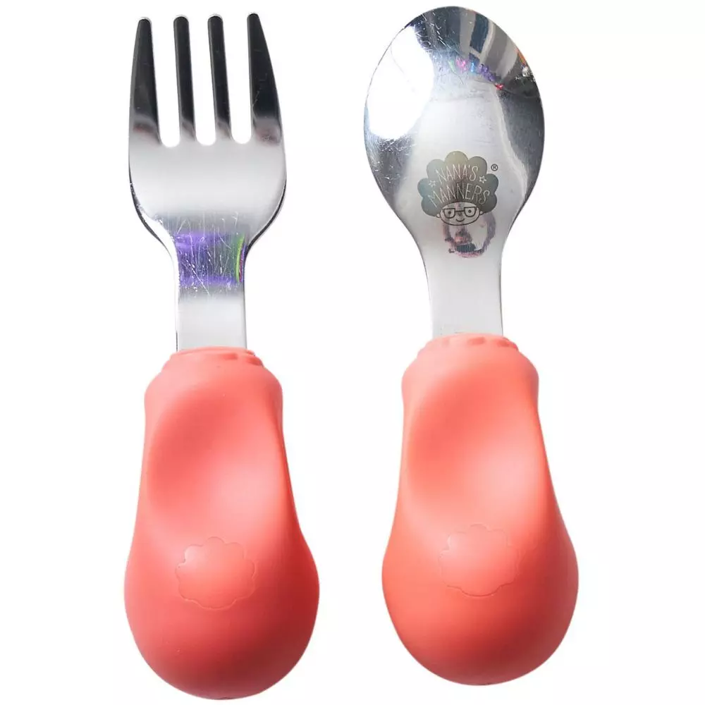 Zestaw sztućców, widelec i łyżka, różowy - Papiernicze i szkolne