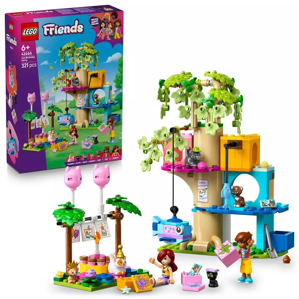 LEGO Friends Kocie przyjęcie urodzinowe i domek na drzewie 42666 - Zabawki