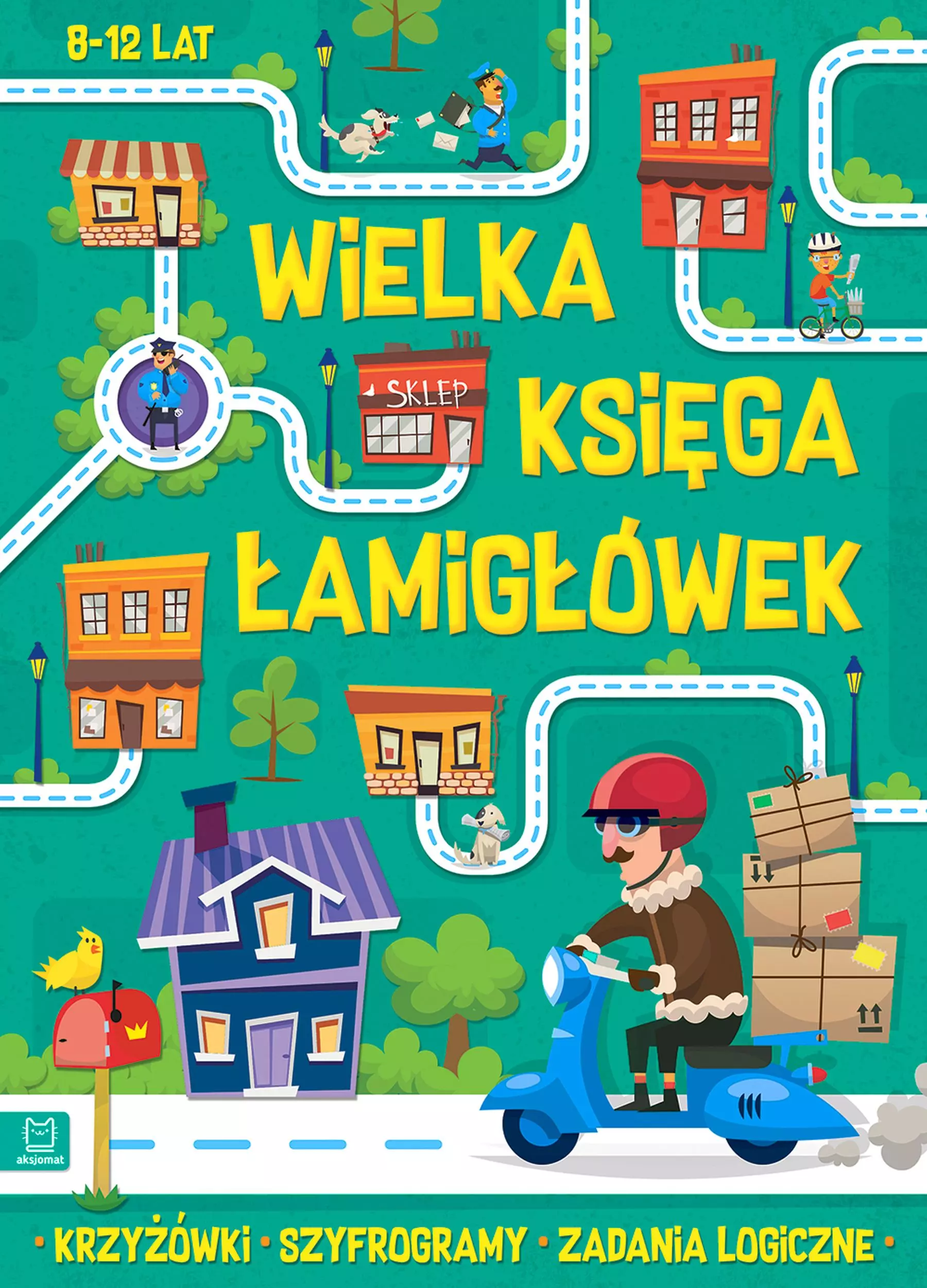 Wielka księga łamigłówek. Krzyżówki, szyfrogramy, zadania logiczne. 8-12 lat. Zielona - Książki