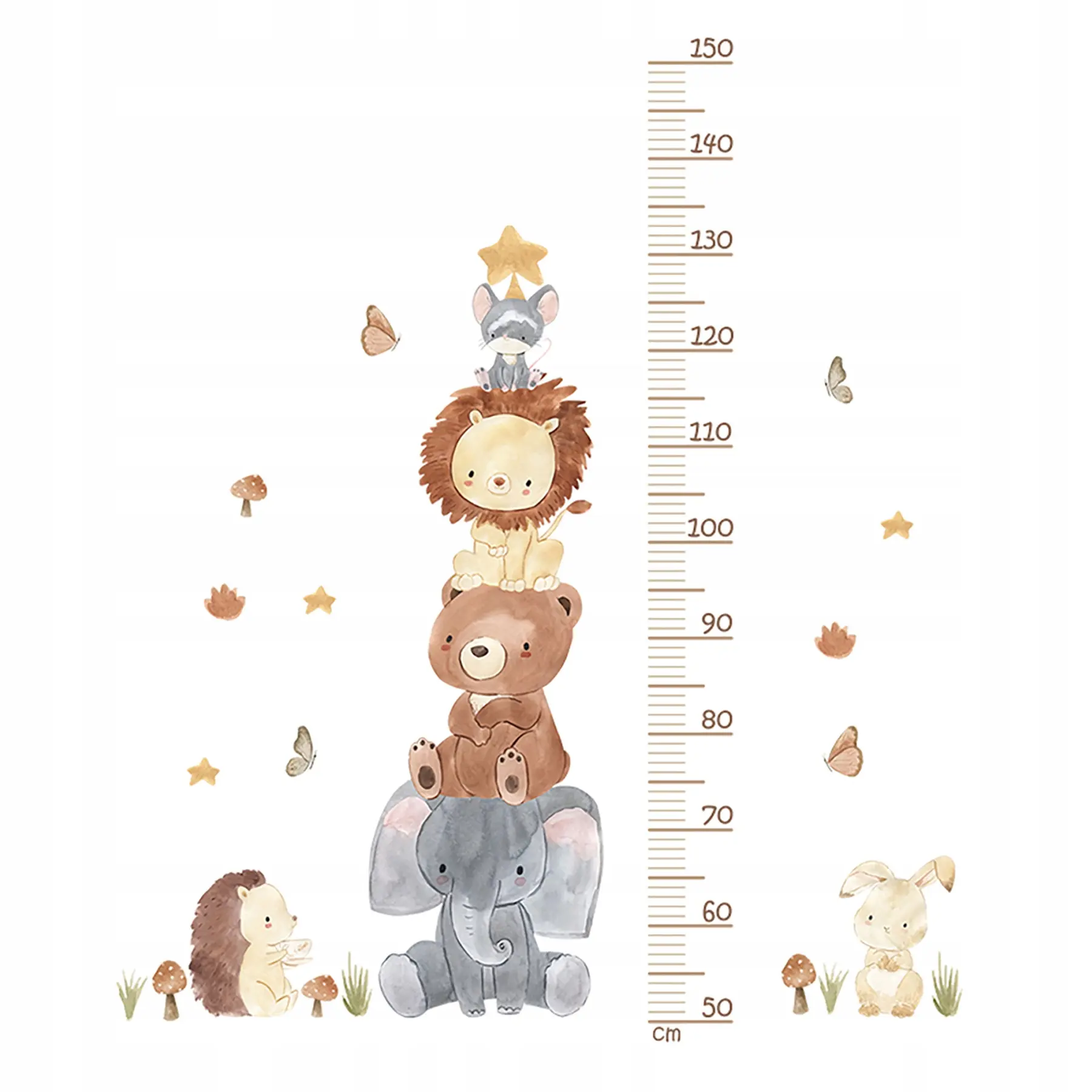 Naklejka Na Ścianę Do Pokoju Dziecka Z Miarką Wzrostu Piramidka Zwierzątek - Papiernicze i szkolne