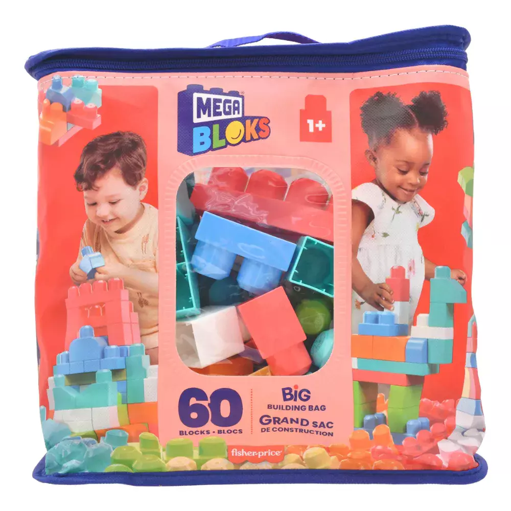 Mega Bloks First Builders. CYP67 Klocki 60 elementów w różowej torbie