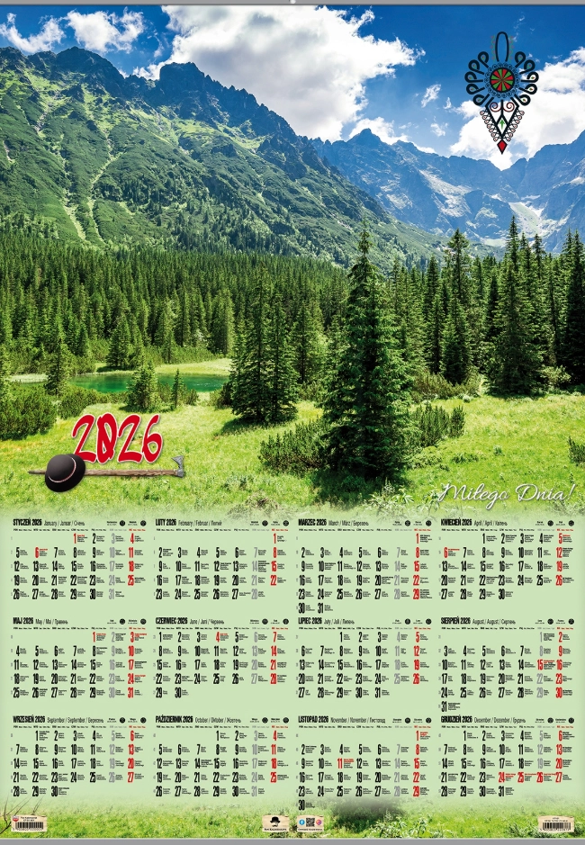 Kalendarz ścienny B1 2026, Tatry, że hej! - Książki