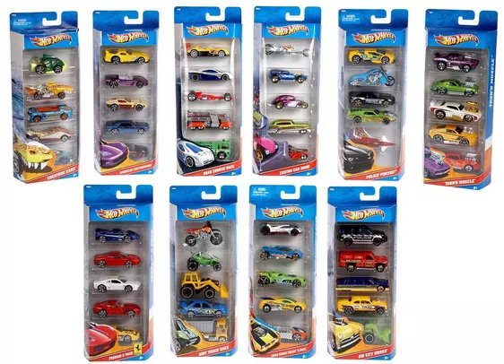 Hot Wheels. 1806 Zestaw małych samochodzikó, 5-pak, mix wzorów - Zabawki