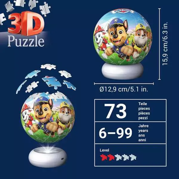 Puzzle 3D 73 elementy. Psi Patrol. Nocna lampka - Puzzle