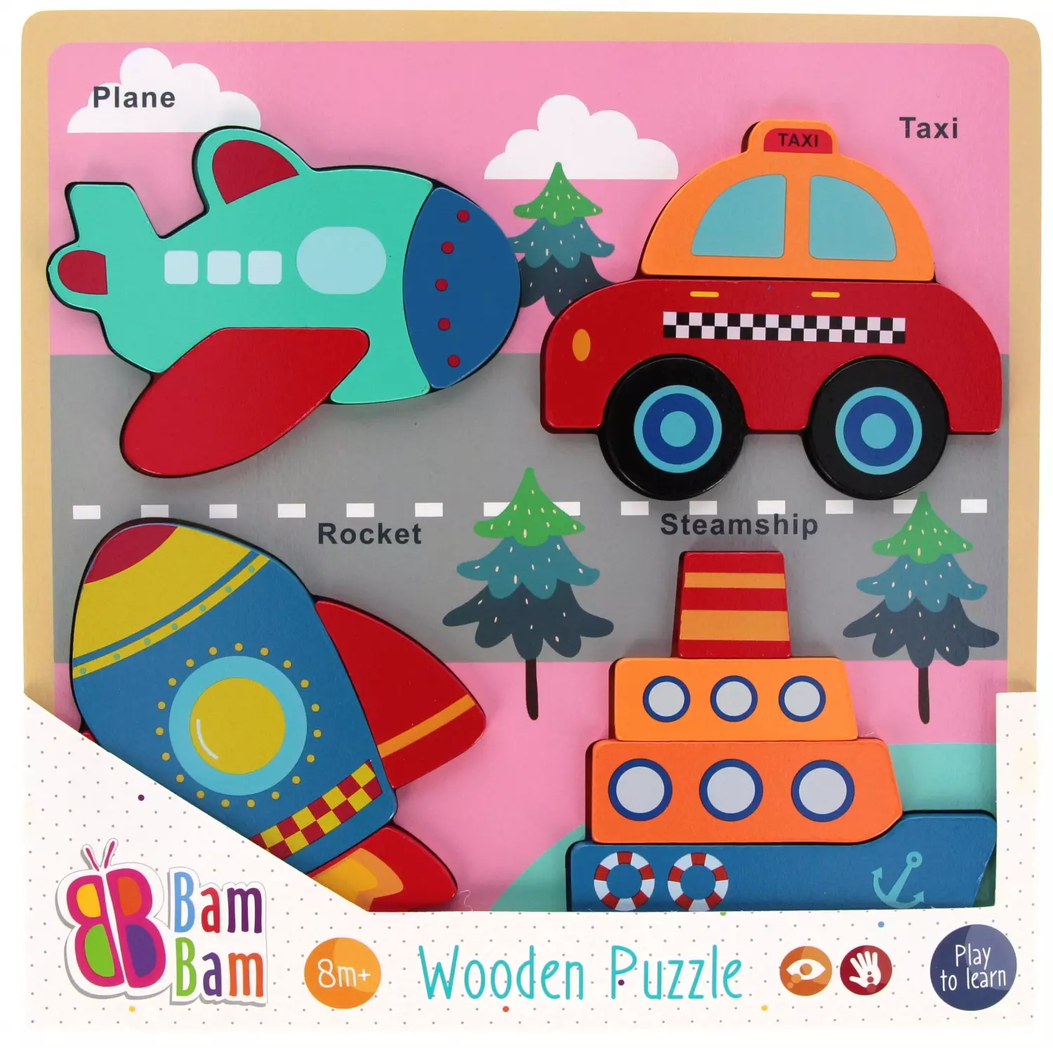 Układanka drewniana, pojazdy - Zabawki