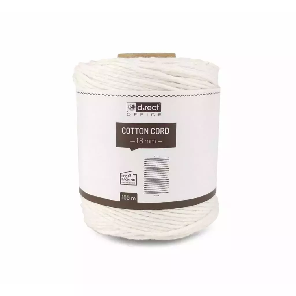 Sznurek bawełniany 1,8mm 100m biały D.RECT - Papiernicze i szkolne
