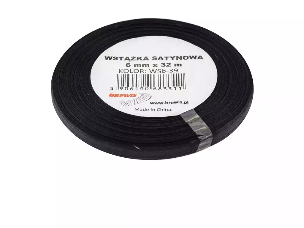 Wstążka satynowa czarna, 6mmx32m - Papiernicze i szkolne