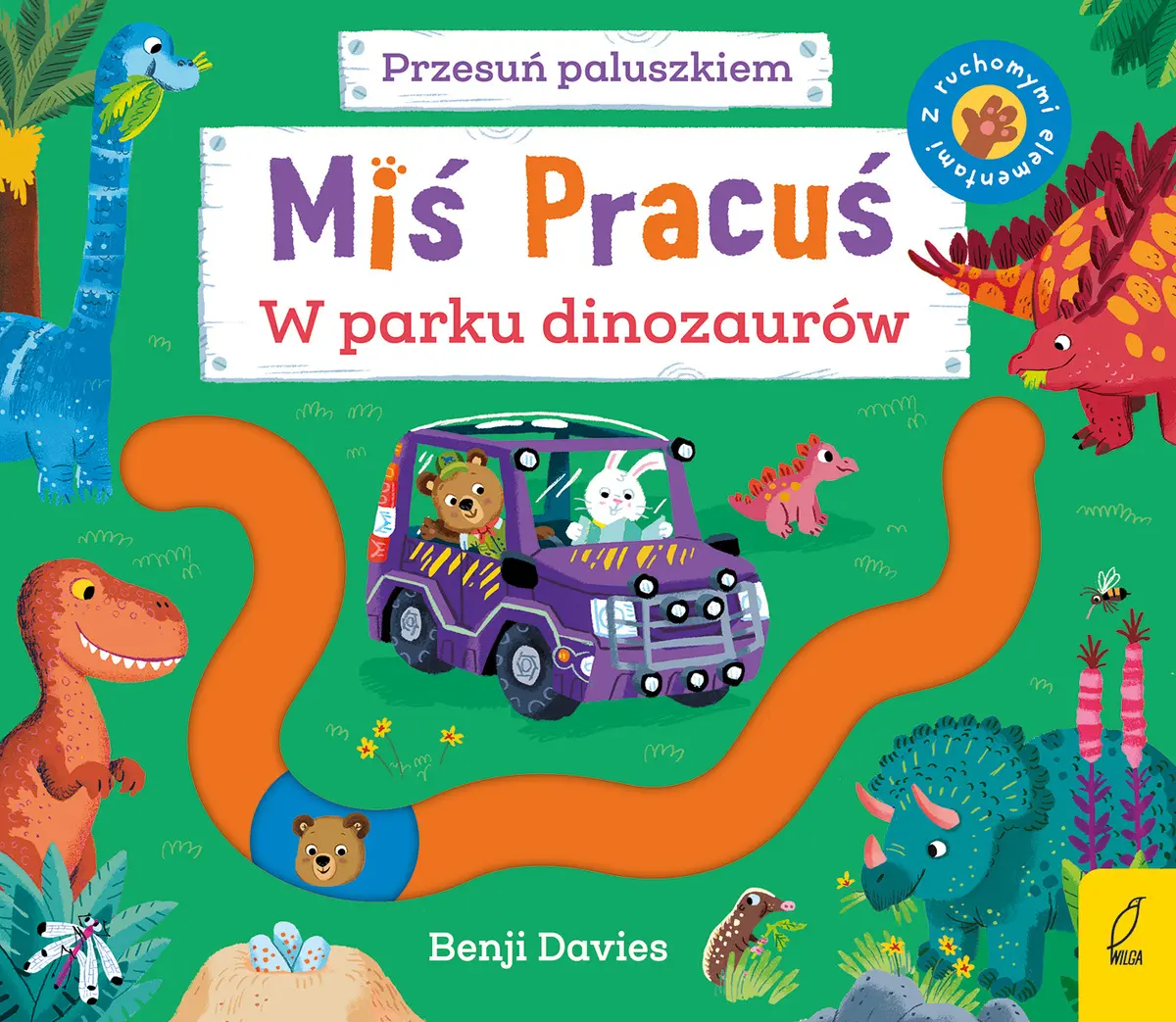 Miś Pracuś. Przesuń paluszkiem. W parku dinozaurów - Książki
