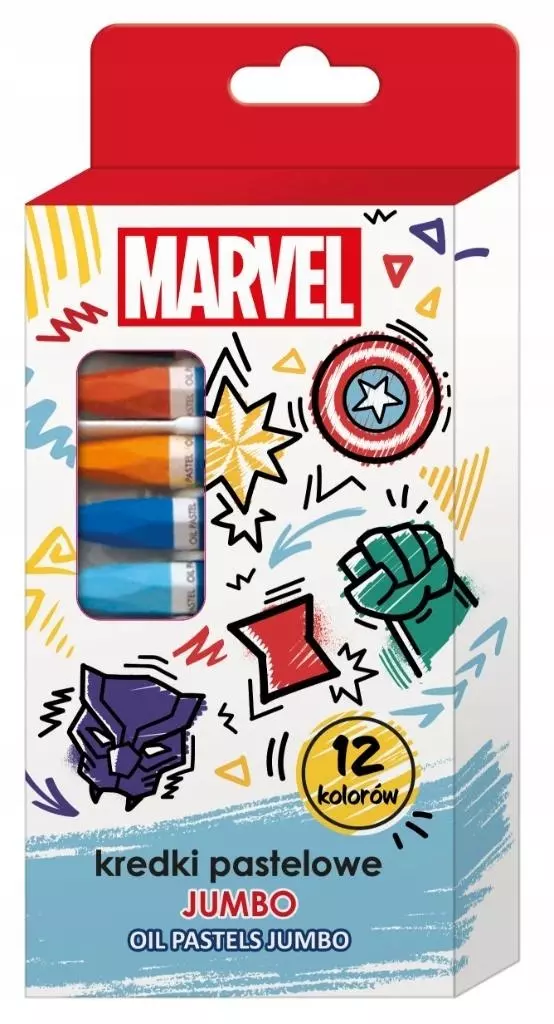 Kredki pastelowe jumbo Avengers 12 kolorów - Książki