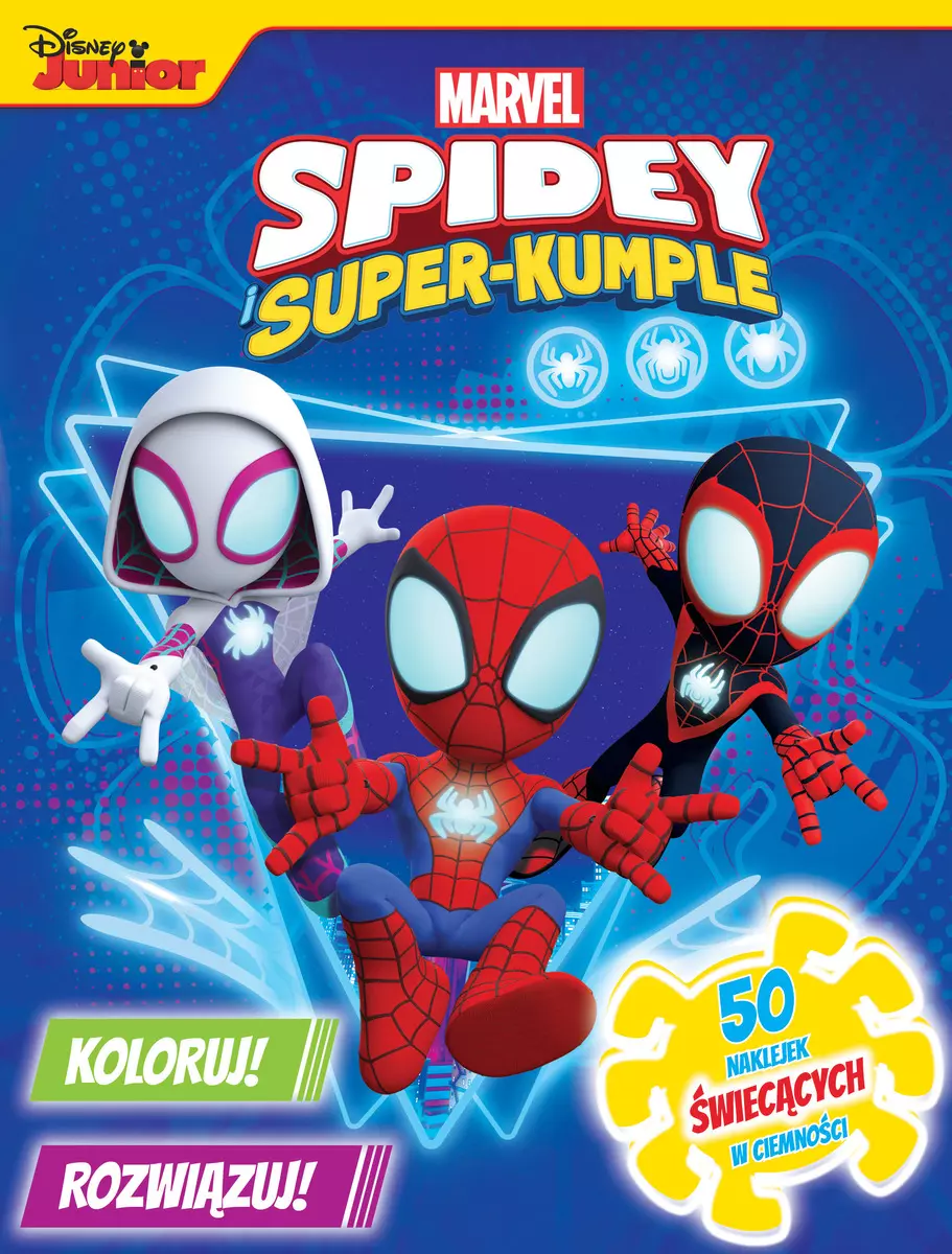 Marvel Spidey i Super-kumple. Koloruj! Rozwiązuj! 50 naklejek świecących w ciemności - Książki