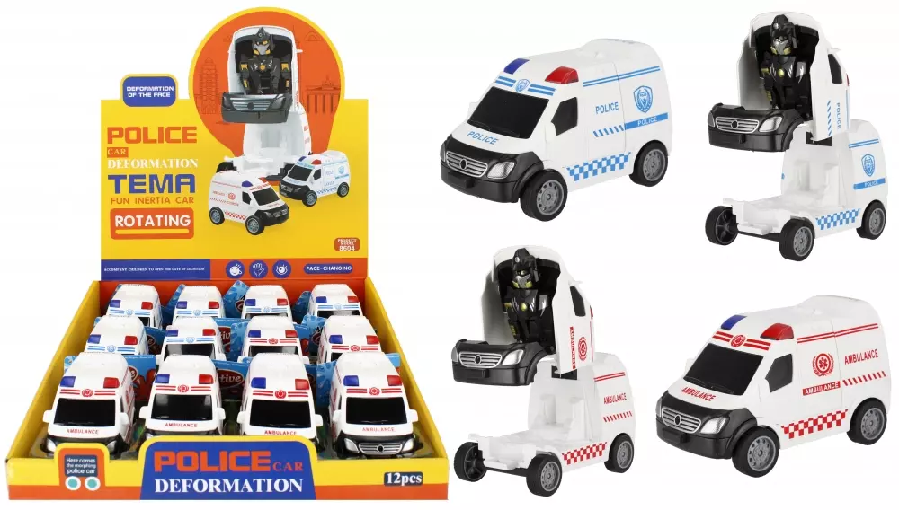Robot Auto Polic/ambul 13cm Mix2 Mc Disp12/192 - Zabawki