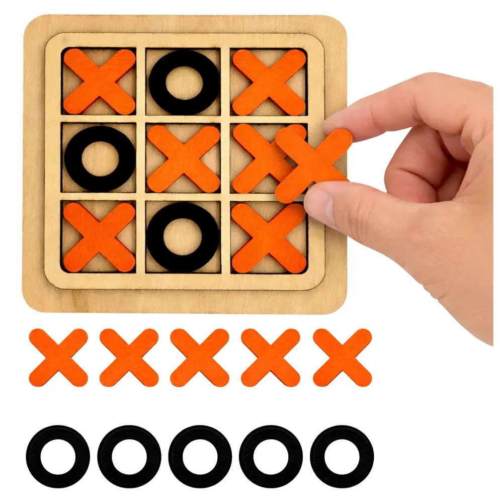 Gra Kółko i Krzyżyk Strategiczna Logiczna Plansza Drewniana Klasyczna - Gry