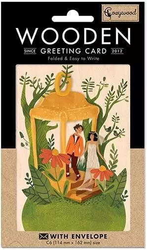 Karnet drewniany C6 + koperta Ślub Lampion - Papiernicze i szkolne