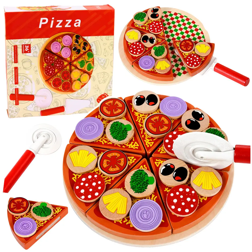 Drewniany Zestaw Do Krojenia Pizza Na Rzepy Kółko Do Krojenia Deska - Gry