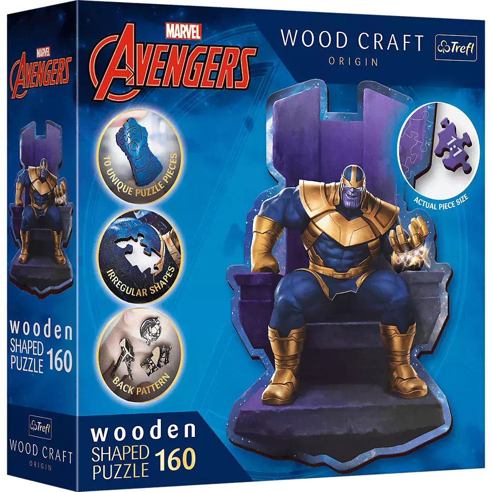 Puzzle drewniane 160 elementów. Thanos na Tronie