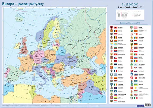 Mapa Europy ścienna, w tubie - Papiernicze i szkolne