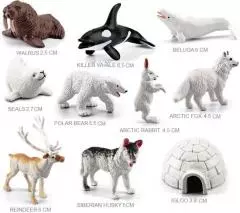 Zestaw dzikich zwierząt z domem z lodu 9szt - Zabawki