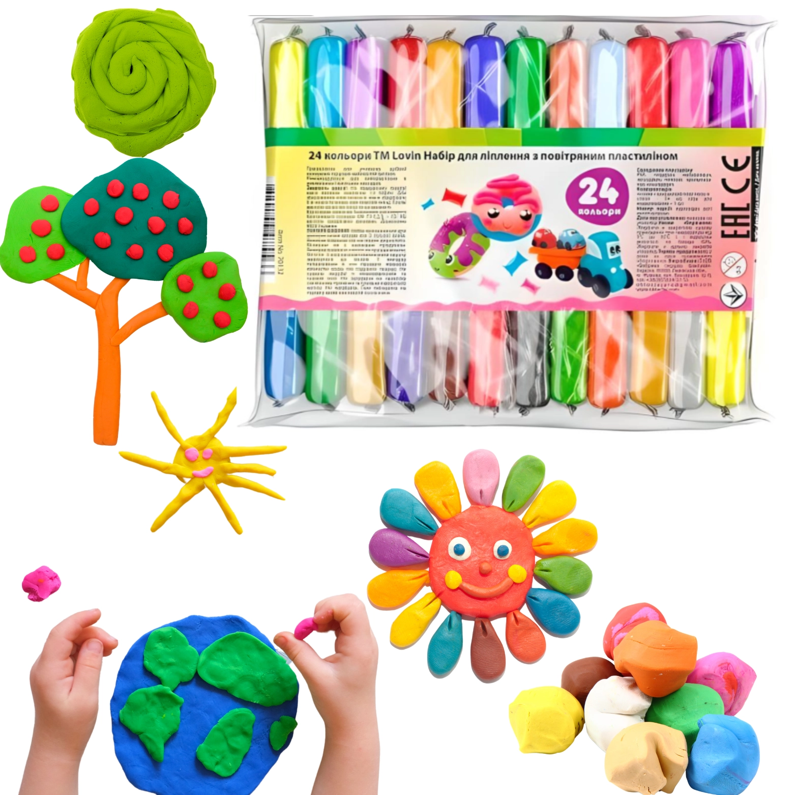 Zestaw lekkiej ciastoliny (24 kolory) - Papiernicze i szkolne