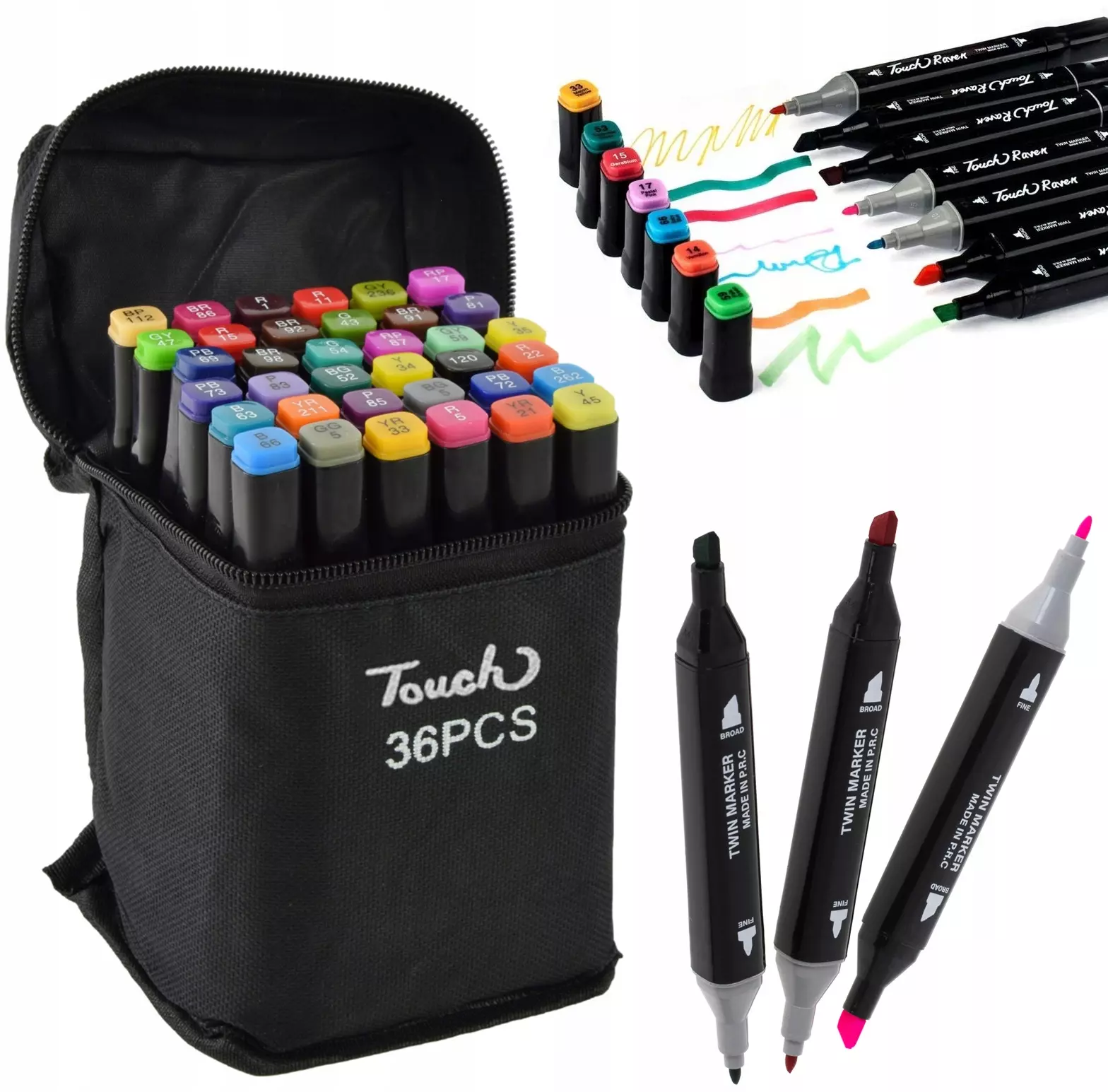 MARKERY DWUSTRONNE W TORBIE 36 SZTUK - Papiernicze i szkolne