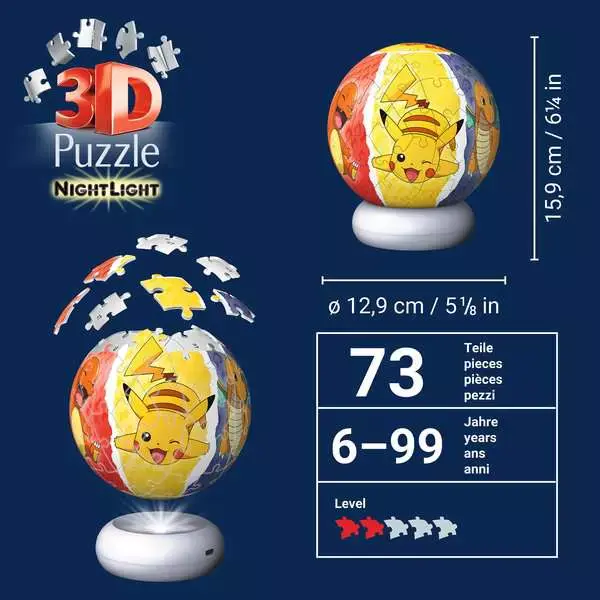 Puzzle 3D 73 elementy. Pokemon. Nocna lampka - Puzzle