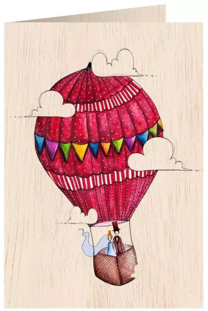 Karnet drewniany C6 + koperta Ślub balon - Książki