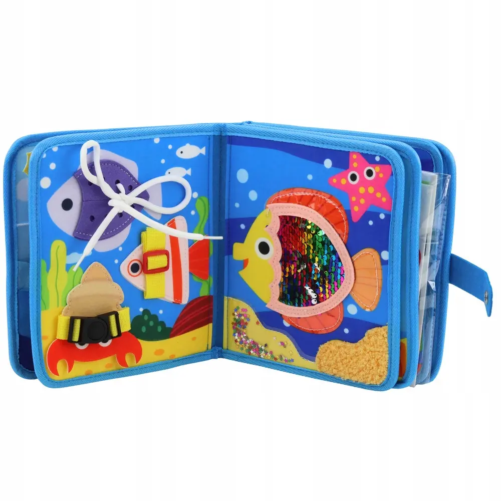 Książeczka Edukacyjna Sensoryczna Filcowa 3D Zwierzęta Morskie - Zabawki