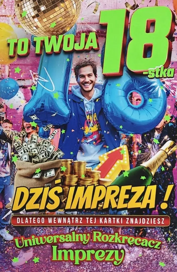 274 Karnet JCX na 18 urodziny dla chłopaka z grą.. - Papiernicze i szkolne