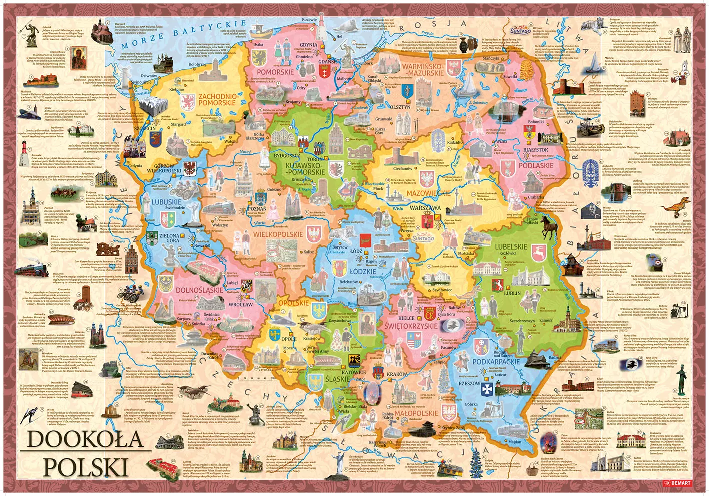 Mapa z naklejkami "Dookoła Polski" - Książki