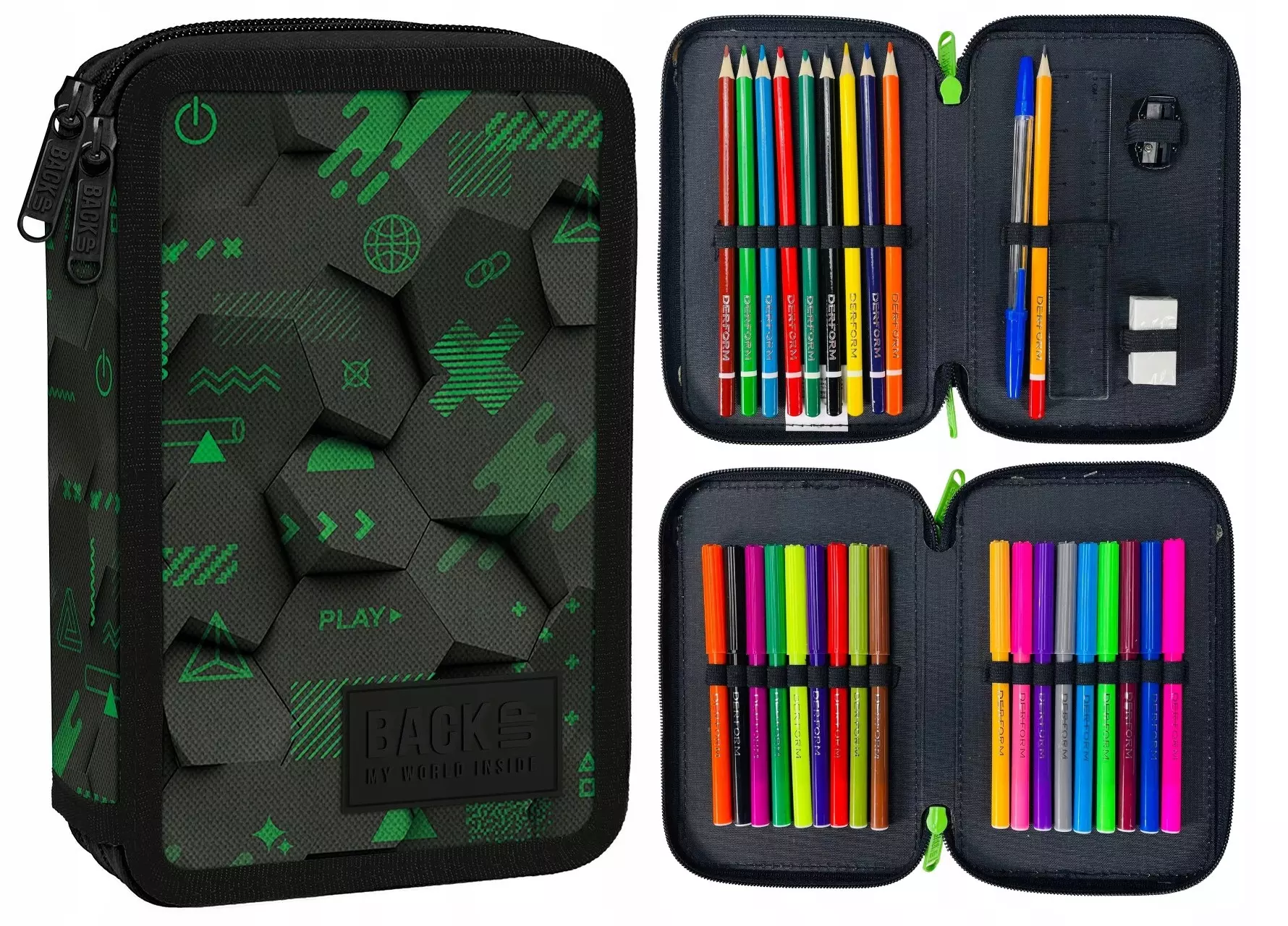 Piórnik rozkładany podwójny Back Up - Papiernicze i szkolne