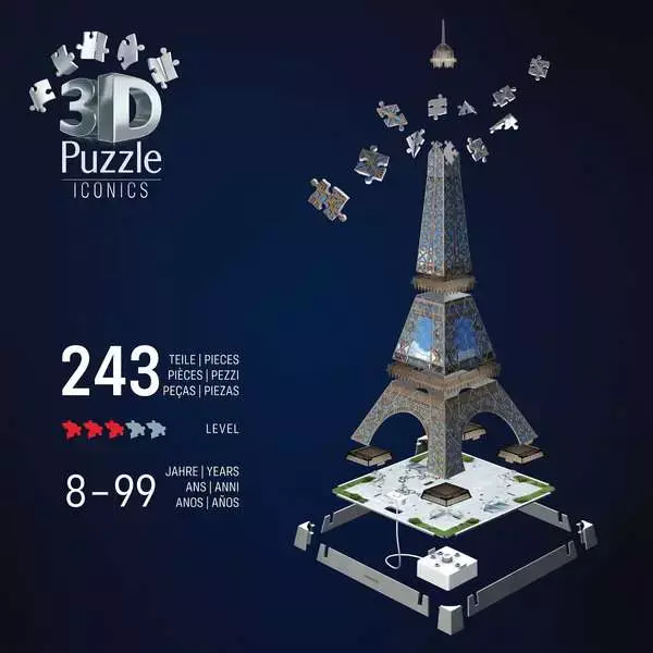 Puzzle 3D 243 elementy. Iconics. Wieża Eiffla - Puzzle