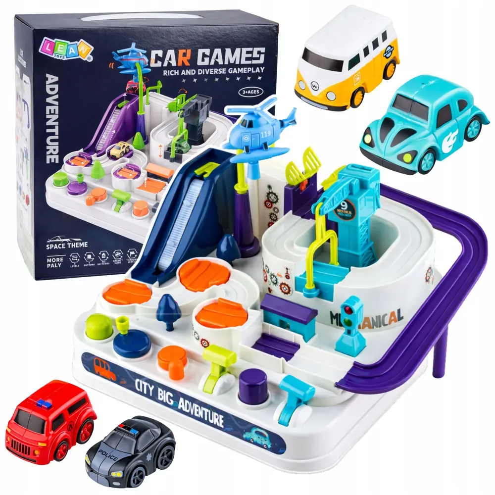 Samochodowy Tor Przeszkód Interaktywny Parking Edukacyjny 4 Auta - Zabawki