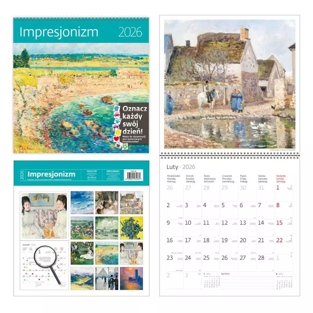 Kalendarz 2026 ścienny 30x30 Impresjonizm HELMA - Książki
