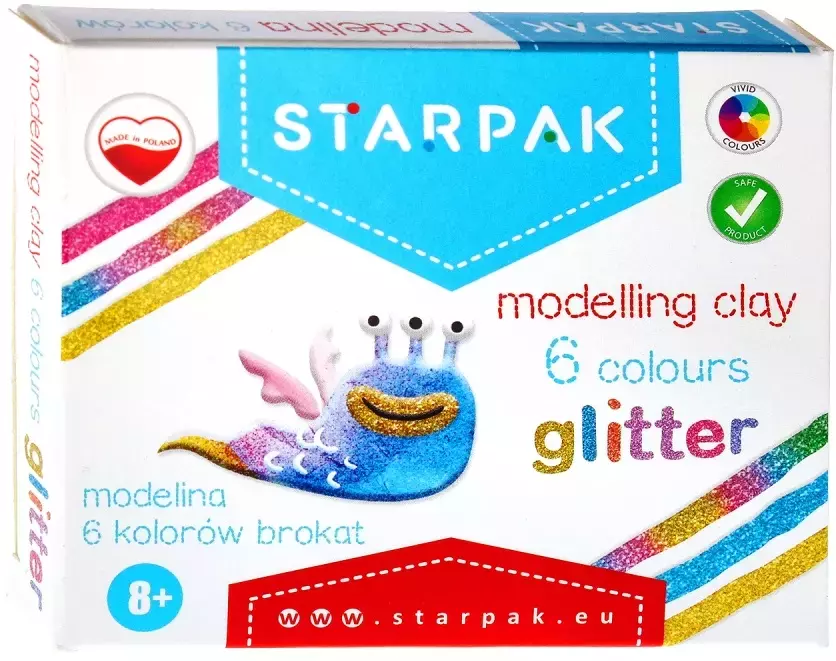 Modelina 6 kolorów z brokatem - Starpak