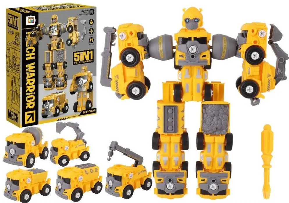 Robot 5w1 skręcany żółty - Zabawki