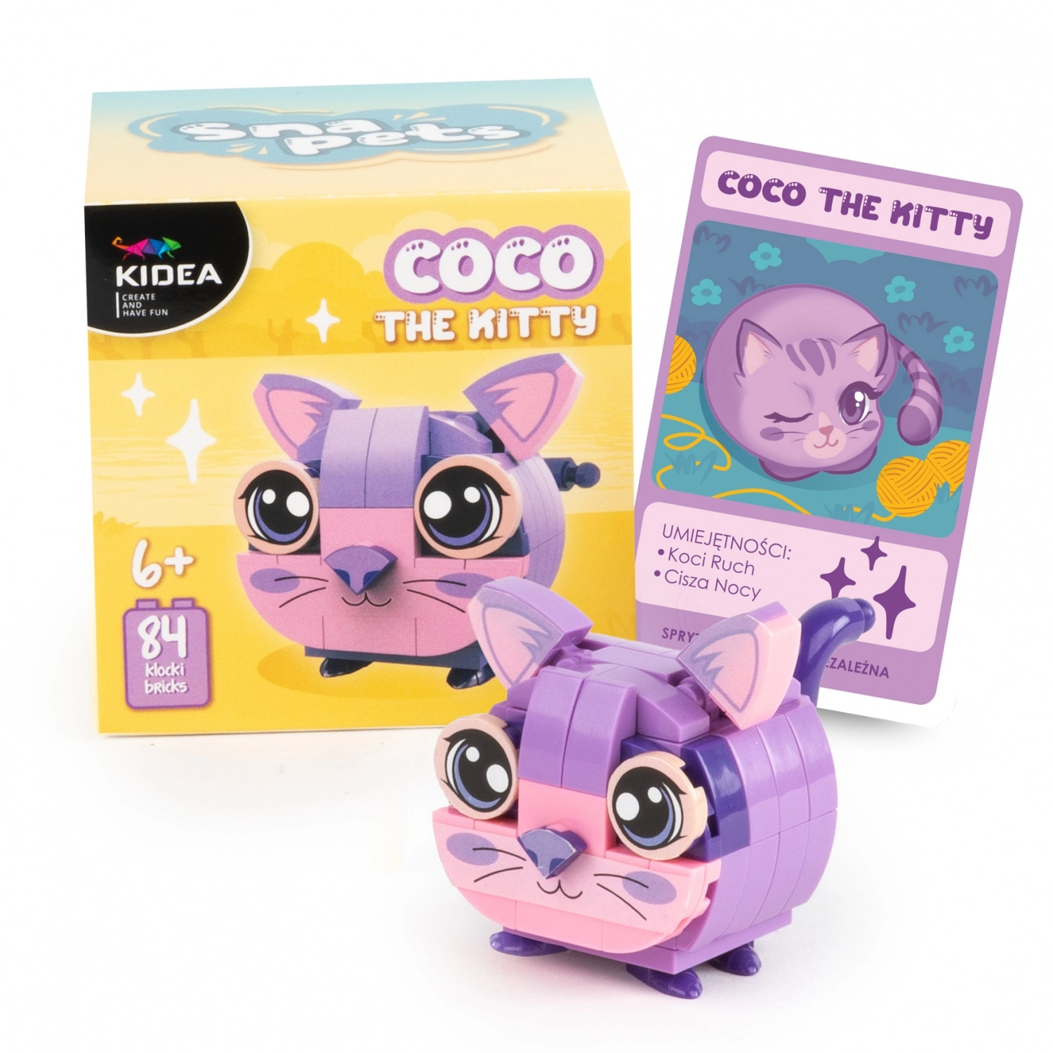 Klocki konstrukcyjne Snapets Kot 84el Akc Kidea pudełko - Zabawki
