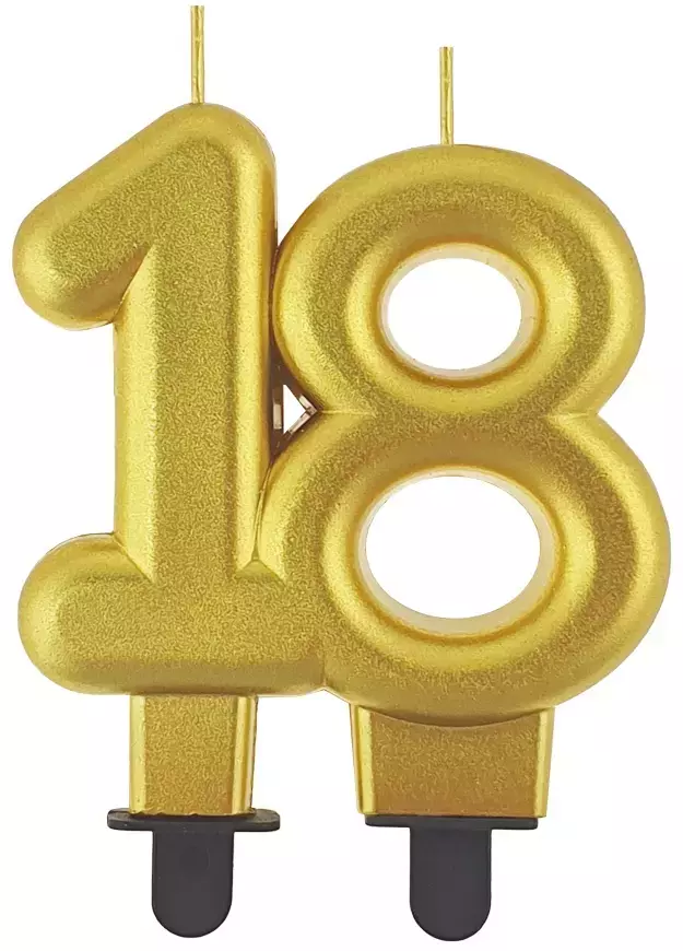 Świeczka urodzinowa liczba 18, złota - Papiernicze i szkolne