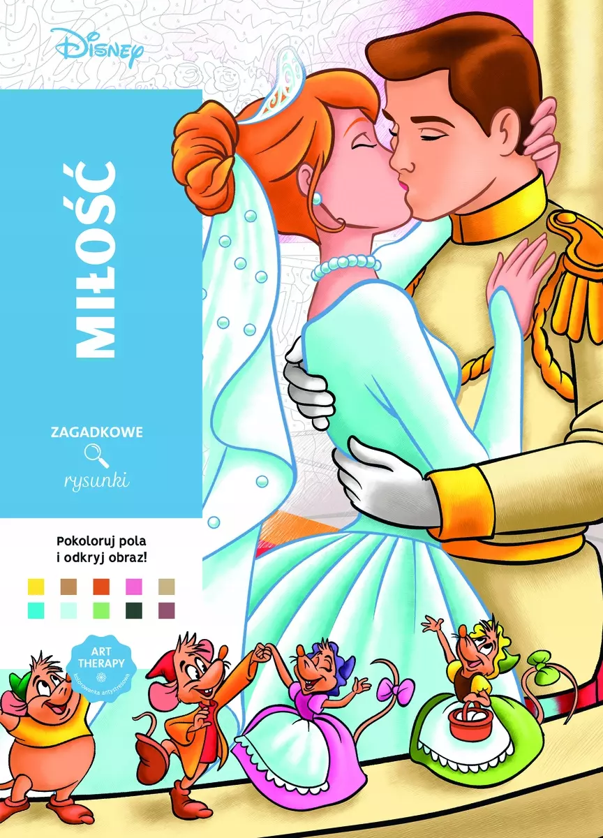 Art therapy. Kolorowanka antystresowa. Disney. Miłość. Zagadkowe rysunki - Książki