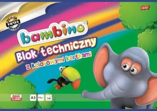 Bloki techniczne A3, kolorowe Bambino (10 sztuk) - Papiernicze i szkolne