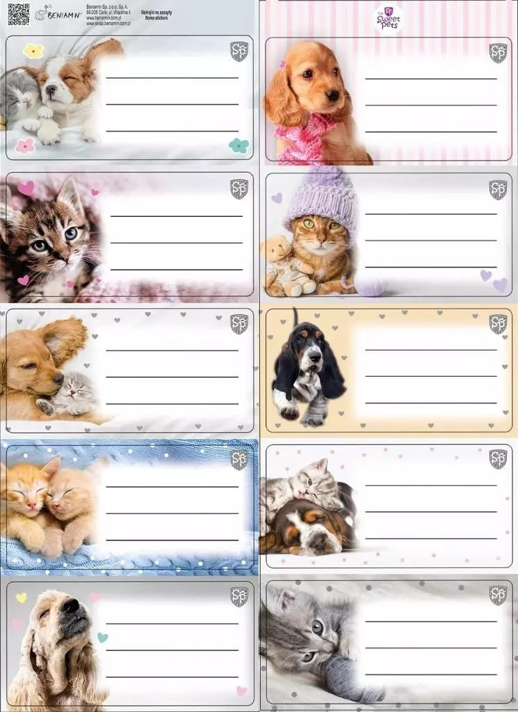 Naklejki na zeszyty pasek The Sweet Pets kids - Książki