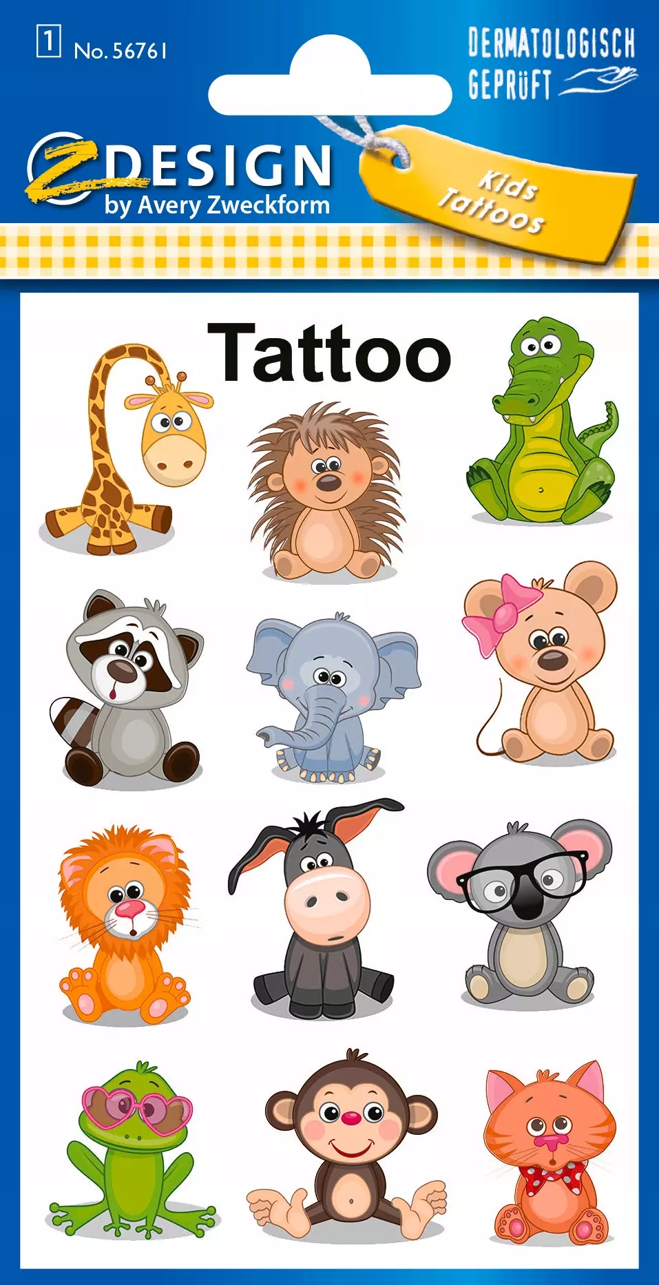 Tatuaże zwierzęta (12 sztuk) - Papiernicze i szkolne