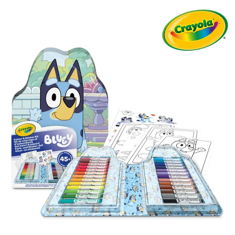 Crayola Zestaw artystyczny (kolorowanki dla dzieci, naklejki i flamastry) 47 el. Bluey 4+ - Papiernicze i szkolne