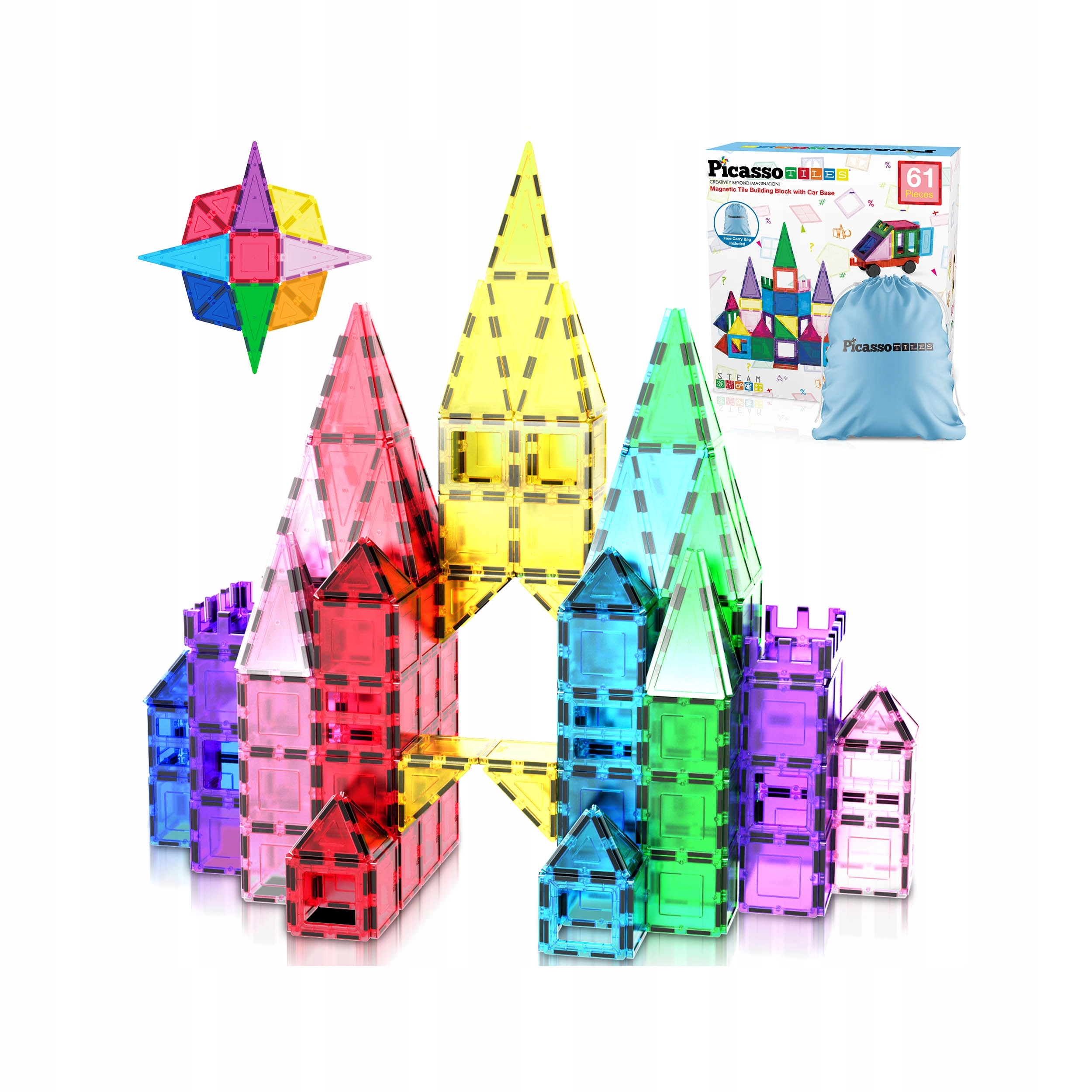 Klocki rurki EDUKACYJNE 3D MAGNETYCZNE konstrukcyjne kulki dla dzieci 61 el - Zabawki