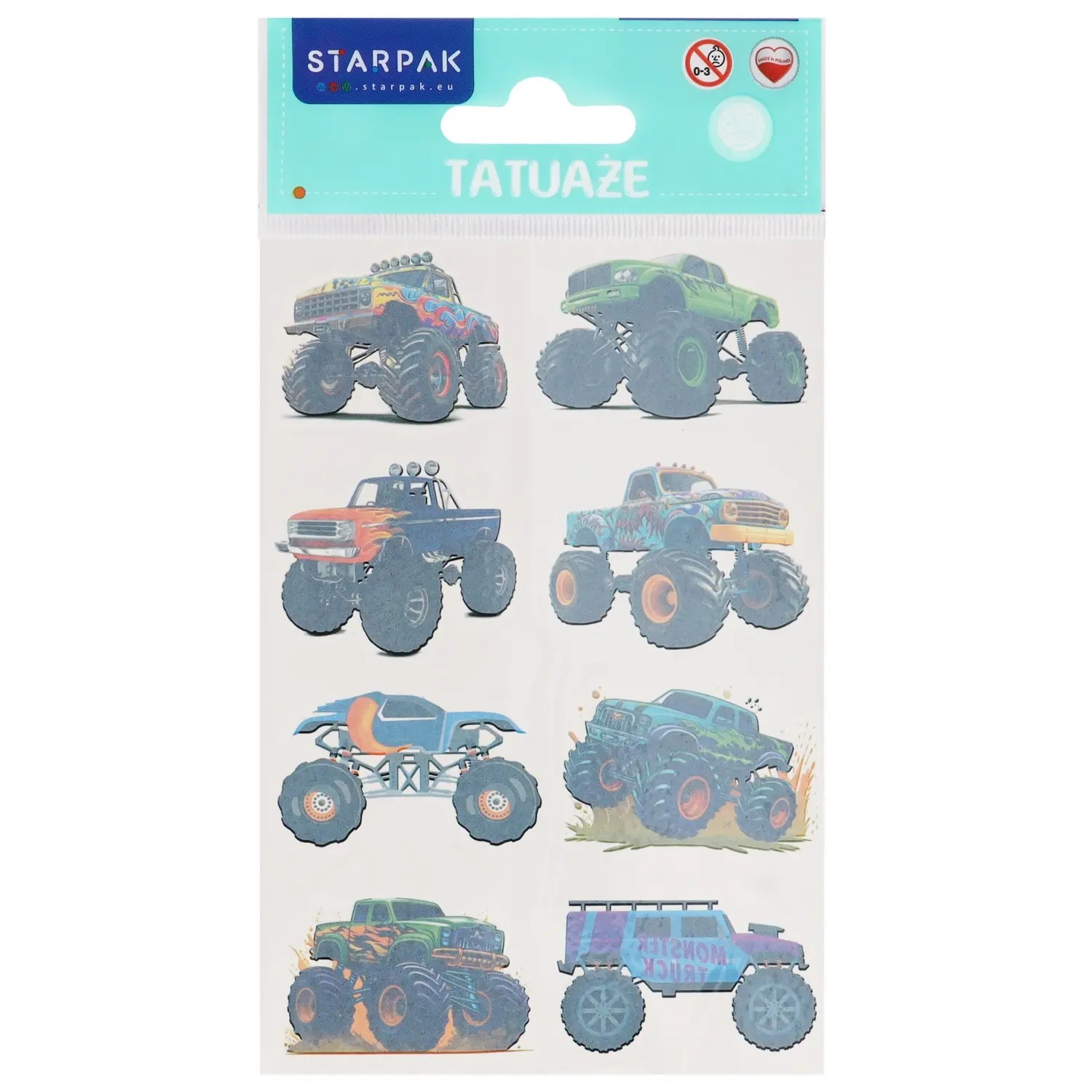 TatuaŻ Monster Truck 10x19 Sticker Boo 583969 - Papiernicze i szkolne