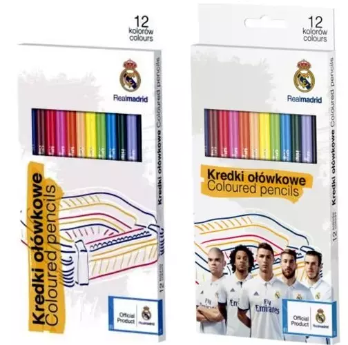 Kredki ołówkowe Real Madryt, 12 kolorów, mix wzorów - Papiernicze i szkolne