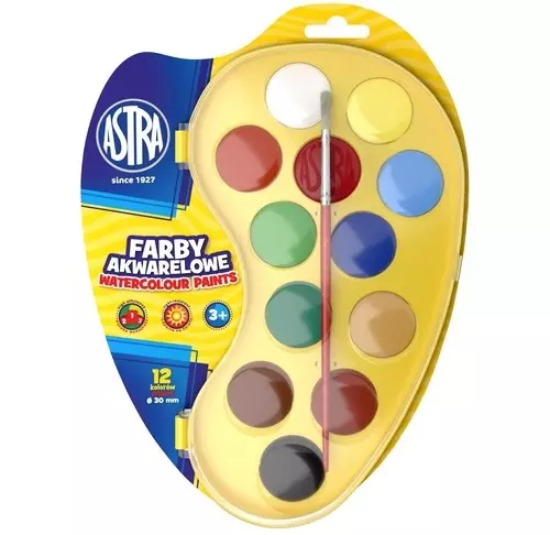 Farby akwarelowe - paletka, 12 kolorów - Papiernicze i szkolne