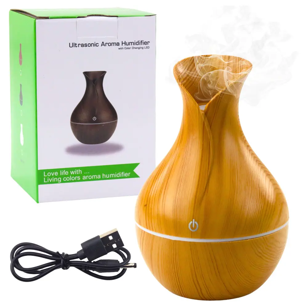 Nawilżacz Powietrza Dyfuzor Aromaterapia Imitacja Drewna 130ml - Elektronika i akcesoria