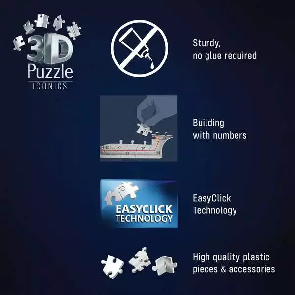 Puzzle 3D 243 elementy. Iconics. Wieża Eiffla - Puzzle