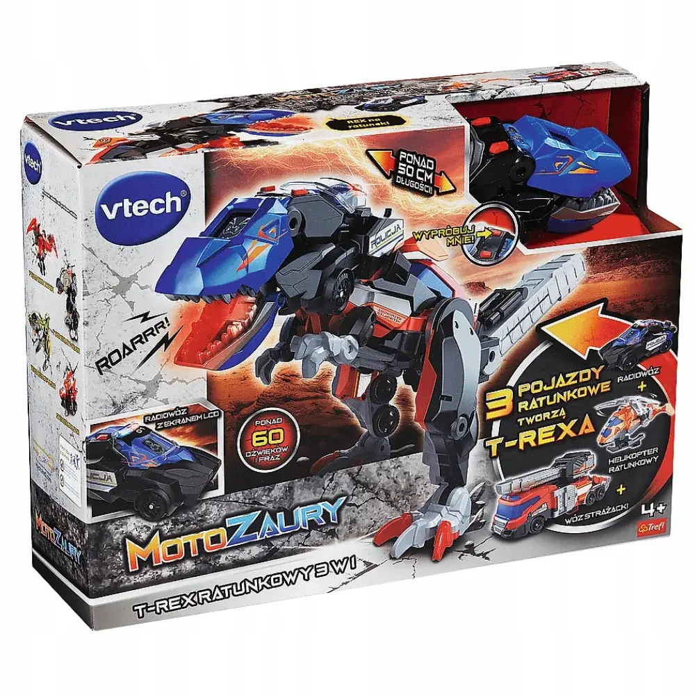 Vtech Zabawka interaktywna Vtech, Motozaury, T-Rex Ratunkowy 3 w 1 - Zabawki
