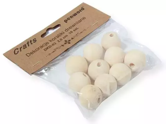 Dekoracje koraliki drewniane 20mm 10szt - Papiernicze i szkolne