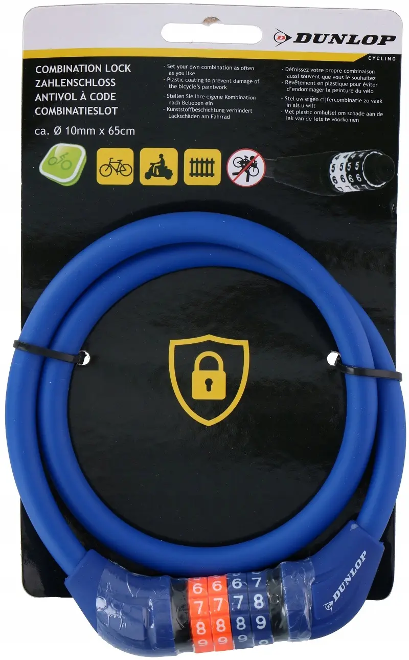 Zapięcie Rowerowe Linka Szyfr 1.0x65CM Czerwone Dunlop - Zabawki